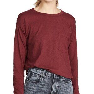 BNWT Rag and Bone The Cropped Longsleeve Tee in Black Cherry - size Med